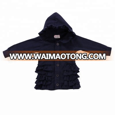 Black Ruffled long Sleeve Children Warm Clothing Kid Autumn Hoodies