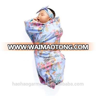 China Factory Newborn Infant Swaddle Wrap Clothes with headband