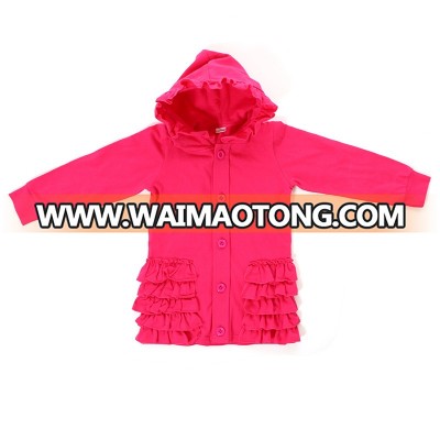 Solid Color Ruffled Wholesale Children Fall Clothes Baby Overcoats Kid Coats