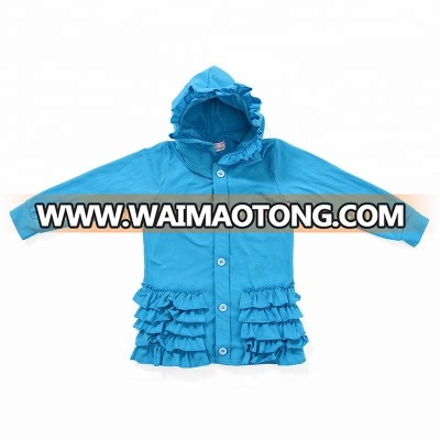 Blue Ruffled Baby Fall Overcoats Kids Girl Autumn Hoodies