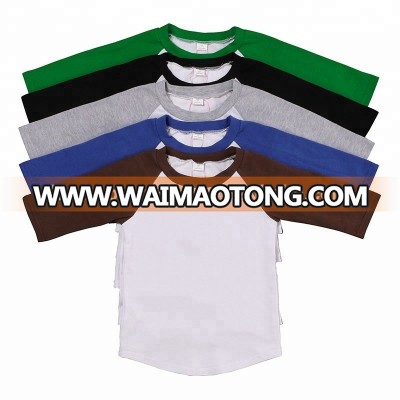 Wholesale price solid cotton raglan children boy t-shirts for sports