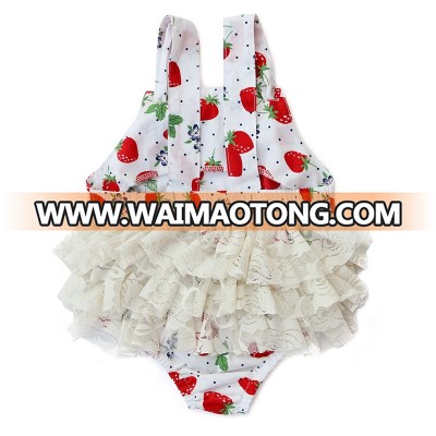 Fashion Design Printed and Ruffled Wholesale Newborn Baby Girl Romper