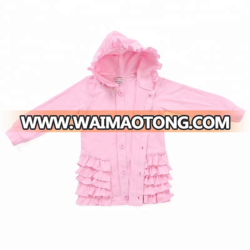 Light Pink Children Girl Ruffled Hoodies Baby Fall Overcoats